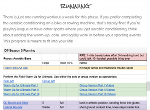 running programming progresses alongside your competitive season